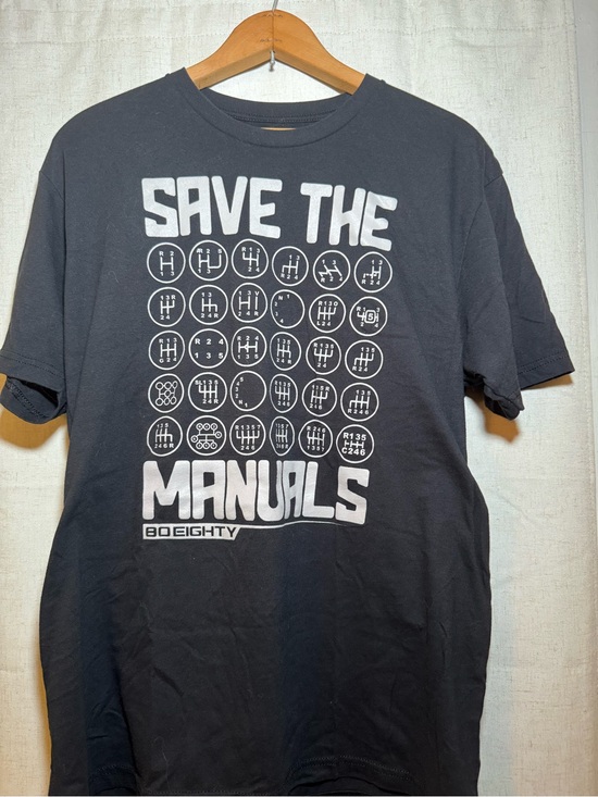 80Eighty Other - 🏎️ 💨 Save The Manuals Graphic Tee - Black Large